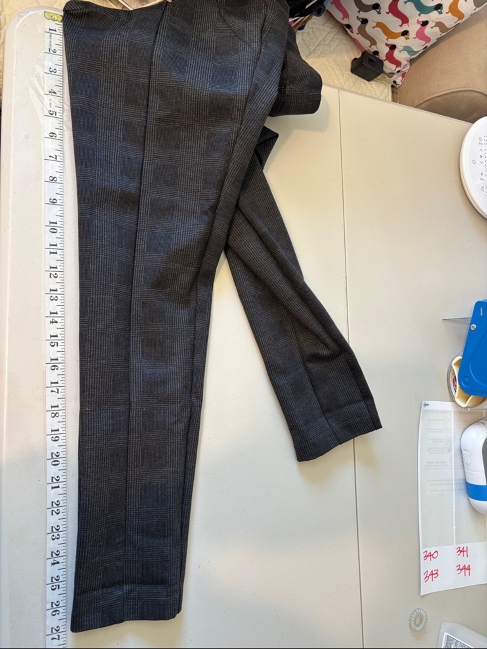 Thalian Charcoal Plaid Pull On Size XS Legging Pants Academia Preppy Nerd - Picture 8 of 8
